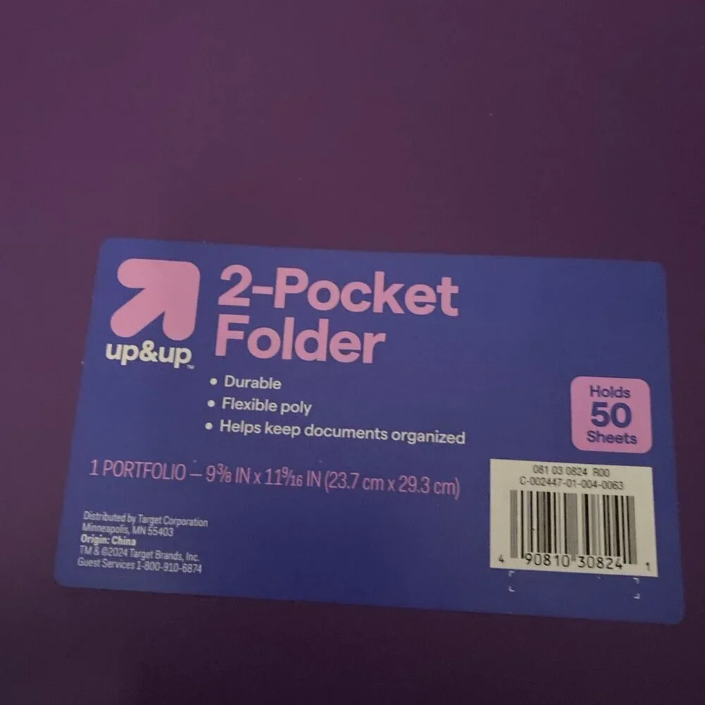 5 Pack Purple 2 Pocket Plastic Folders with Prongs Letter Size School Office New